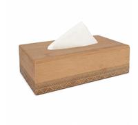 LINHOME Caja De Pañuelos De Bambú Natural, Dispensador De Servilletas De Madera Para Salón Y Baño, Organizador De Almacenaje Con Diseño Nórdico Para El Hogar 24x13x7cm RS02174