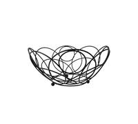 LINHOME Cesta de frutas, frutero, cesta de frutas de alambre de metal para cocina, cuenco de frutas para encimera de cocina, cesta para frutas, verduras, panes, aperitivos,26.5x13x12cm,XZ-23168,negro