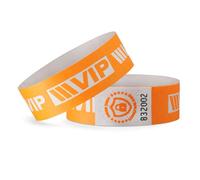 linie zwo ®, Pack de 100 Pulseras de Seguridad 19 x 254 mm - VIP, Naranja neón