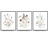 Linilioart 3 lienzos de flores para pared, impresiones minimalistas botánicas florales para dormitorio, sin marco (50 x 75 cm)