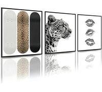 Linilioart Juego de 3 pósteres de pared de leopardo de moda para decoración de habitación, pósteres estéticos de lujo para sala de estar, dormitorio, sin marco (20 x 25 cm)