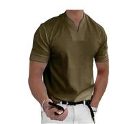 Lininco Mens Shirts, Braylen Stylish T-Shirt, Mens Business Slim V-Neck Longline Henley Shirt Gym Athletic tee (Green,4XL)
