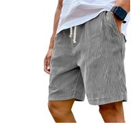 Lininco Mens Shorts,Pacificozy Corduroy Short,Men's Breathable Linen Embroidered Shorts,Casual Loose Holiday Shorts(Grey,5XL)