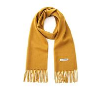 linişte Bufanda de lana 100% - Hombres y mujeres invierno cálido suave lujoso colores sólidos caja de regalo, Mostaza, talla única