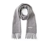 linişte Bufanda de lana 100% - Hombres y mujeres invierno cálido suave lujoso colores sólidos caja de regalo, Gris claro, True to size
