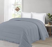 Liniva Home - Colcha Bouti Lavada Termosellada con Volante, SIN Cojines, Ligera para Verano y Entretiempo, 100% Microfibra, Tacto Extra Suave - Modelo Elba (Elba - Gris Oscuro, Cama 180cm)