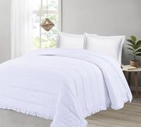 Liniva Home - Colcha Bouti Lavada Termosellada con Volante, SIN Cojines, Ligera para Verano y Entretiempo, 100% Microfibra, Tacto Extra Suave - Modelo Elba (Elba - Blanco, Cama 150cm)