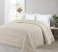 Liniva Home - Colcha Bouti Lavada Termosellada con Volante, SIN Cojines, Ligera para Verano y Entretiempo, 100% Microfibra, Tacto Extra Suave - Modelo Elba (Elba - Lino, Cama 180cm)