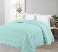 Liniva Home - Colcha Bouti Lavada Termosellada con Volante, SIN Cojines, Ligera para Verano y Entretiempo, 100% Microfibra, Tacto Extra Suave - Modelo Elba (Elba - Aqua, Cama 150cm)