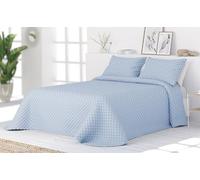 Liniva Home Colcha Bouti Lavada Termosellada para Verano y Entretiempo. 100% Microfibra Tacto Extra Suave - Modelo Santorini - Incluye Una Funda de Cojín. (Santorini - Celeste, Cama 105cm)