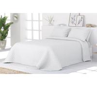 Liniva Home Colcha Bouti Lavada Termosellada para Verano y Entretiempo. 100% Microfibra Tacto Extra Suave - Modelo Santorini - Incluye Una Funda de Cojín. (Santorini - Blanco, Cama 90cm)