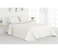 Liniva Home Colcha Bouti Termosellada para Verano y Entretiempo. 100% Microfibra - Modelo Vejer. Colcha Cubre Cama Multiusos. Incluye Dos Fundas de cojín. (Vejer - Crudo, Cama 135 cm)