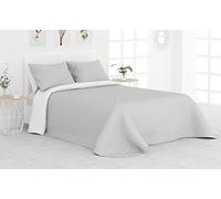 Liniva Home Colcha Bouti Termosellada para Verano y Entretiempo. 100% Microfibra - Modelo Vejer. Colcha Cubre Cama Multiusos. Incluye Dos Fundas de cojín. Cama 150/160-250x265cm Gris/Blanco