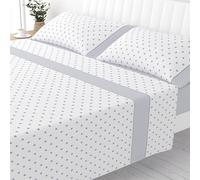 Liniva Home Juego de Sábanas Estampadas de Verano Algodón/Poliéster - Colección Victorio (Cama 160cm (2 Almohada), Sara-Azul)