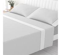 Liniva Home Juego de Sábanas Estampadas de Verano Algodón/Poliéster - Colección Victorio (Cama 180cm (2 Almohada), Giorgia-Gris)