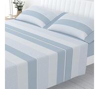 Liniva Home Juego de Sábanas Estampadas de Verano Algodón/Poliéster - Colección Victorio (Cama 180cm (2 Almohada), Tamara-Celeste)