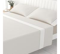 Liniva Home Juego de Sábanas Estampadas de Verano Algodón/Poliéster - Colección Victorio (Cama 180cm (2 Almohada), Giorgia-Beige)