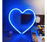 LINJIA Love Neon, San Valentín Night Light Heart Neon logo LED Decoration Night LIGHT USB/Battery Birthday Party Room Decoration (Azul)
