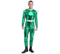 Linjinx Disfraz de astronauta para hombre, disfraz de astronauta, mono de astronauta, mono, mono, universo, cosplay, Halloween, fiesta, carnaval, verde, M