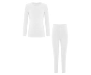 Linjinx Juego de ropa interior térmica para niños y niñas, camiseta térmica de manga larga y leggins, ropa interior cálida, fútbol, esquí, deporte, Blanco, 134-140