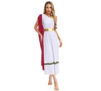 Linjinx Vestido de Cosplay para mujer, disfraz de diosa griega, túnica antigua griega y romana, manto griego deluxe, disfraz de carnaval, fiesta temática, burdeos, M
