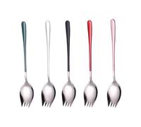 LINJOU 5-pack Gold Stainless Steel Sporks, Fine Flatware Salad Forks and Ice Cream Spoon(silver)