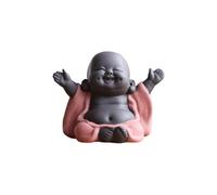 LINJOU Laughing Maitreya Buddha, Ceramic Buddha Statue, Ornamental Tea Sculpture, Mini Sitting Lucky Buddha Ornaments