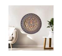 LINJOU Lotus Flower Mandala-Wall Art, Lotus Flower Mandala Metal Wall Hanging for Bedroom Decor Bohemian Wall Art (A) 30 x 30 cm