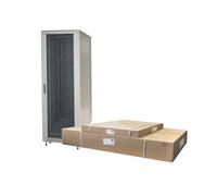 LINK Armario RACK 19 42U A 2055, L 600, P 800, color gris, puerta de cristal desensamblada