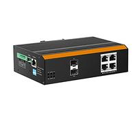 LINK Conmutador Industrial gestionado con 4 Puertos GIGABIT PoE con 2 Puertos SFP para Fibra óptica