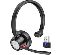 Link Dream Auriculares Inalambricos Bluetooth con Microfono, Cascos con Microfono Auriculares Inalambricos Cancelación de Ruido y Mic Mute con Adaptador USB para Call Center, Oficina, Skype