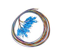 LINK Juego de 12 Cables Pigtail de Fibra óptica de Colores Conectores SC Singlemod, Simplex, 2 m