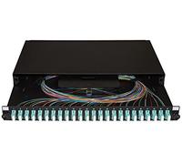 LINK LK24LC3P - Panel de fibra óptica de 19 pulgadas con 24 adaptadores LC Duplex OM3 de profundidad de 250 mm con pedal instalados color negro