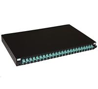 Link LK24SC3P - Panel de Fibra óptica de 19 Pulgadas con 24 adaptadores SC Simplex OM3, Profundidad de 250 mm, con piñón Instalado, Color Negro