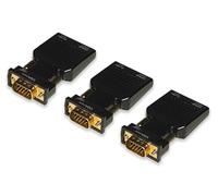 Link LKADAT12903 - Pack de 3 adaptadores de PC VGA + Audio 3,5 mm estéreo a HDMI - Convertidor de vídeo Full HD 1080p para TV, Monitor y proyector