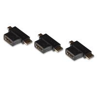 Link LKADAT5703 - Pack de 3 adaptadores HDMI Hembra a Mini HDMI Macho y Micro HDMI Macho - Convertidor de vídeo Full HD 1080p para Cámaras, Tablets, PC y Monitor