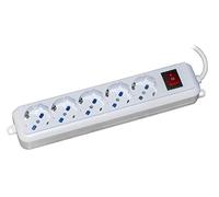 LINK LKMP055 - Regleta de 5 Tomas universales Ita/Schuko 10/16 A - Enchufe de 16 A con Interruptor Cable de 5 m, Color Blanco