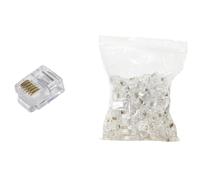LINK LKPL66 Paquete de 100 Conectores telefónicos 6 conductos 6P6C RJ12