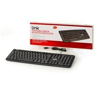 LINK LKTAST02R - Teclado Italiano USB de 108 Teclas, Color Negro, de plástico Reciclado