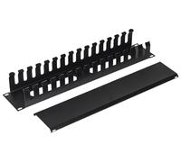 LINK Panel guía de Cables de Metal para armarios de Jaula, Rack de 19", 2 Piezas, 483 x 88 x 70 mm, Negro