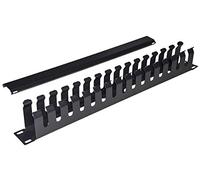 LINK Panel guía de Cables de Metal para armarios de Jaula, Rack de 19", 483 x 42 x 70 mm, Negro