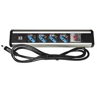 LINK Regleta de Mesa con 4 Tomas universales con 2 Puertos USB e Interruptor con Tapa de protección, Cable de 1,80 m, Enchufe tripolar Italiano 16 A