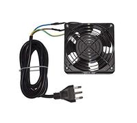 LINK Ventilador LKFAN220 12,5 x 12 x 4 cm 220 V con Cable de 2 Metros, Enchufe Italiano tripolar 10 A y Rejilla de protección de Metal Color Negro