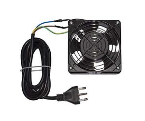LINK Ventilador LKFAN220 12,5 x 12 x 4 cm 220 V con Cable de 2 Metros, Enchufe Italiano tripolar 10 A y Rejilla de protección de Metal Color Negro