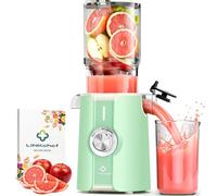 LINKChef Extractor de Jugos y Verduras Prensado en Frío | Slow Juicer 200W | Boca Ancha 115mm para Frutas Enteras | Licuadora con Recetario Incluido | Sin BPA | Verde Claro