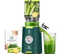 LINKChef Extractor de Jugos y Verduras Prensado en Frío | Slow Juicer 200W | Boca Ancha 115mm para Frutas Enteras | Licuadora con Recetario Incluido | Sin BPA, Verde