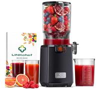 LINKChef Extractor de Zumos Para Frutas y Verduras, Cold Press Juicer 250 W con Boca Ancha de 13 cm, Slow Juicer sin BPA, 1,8 L, Fácil de Limpiar, Recetas Incluidas