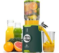 LINKChef Extractor de Zumos y Verduras, 115mm, 1.2L, Licuadora Frutas Verduras, 200W Slow Juicer Machine, Cold Press Juicer Prensado en Frio, Fácil Usar Montar, Sin BPA, Verde
