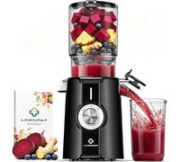 LINKChef extractor de zumos y verduras, boca ancha de 115 mm para frutas y verduras enteras, slow juicer 200W licuadora prensado en frío, 1,2 L, fácil de limpiar, sin BPA