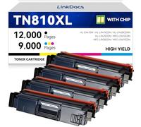 LinkDocs TN810XL - Cartucho de tóner de alto rendimiento para Brother TN-810 TN810 TN-810XL utilizado con impresora Brother MFC-L9610CDN HL-EX470W HL-L9410CDN HL-L9430CDN HL-L9470CDN (paquete de 4